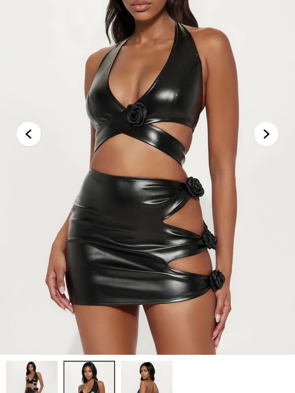 Fashion Nova Black Faux Leather Cutout Mini Dress